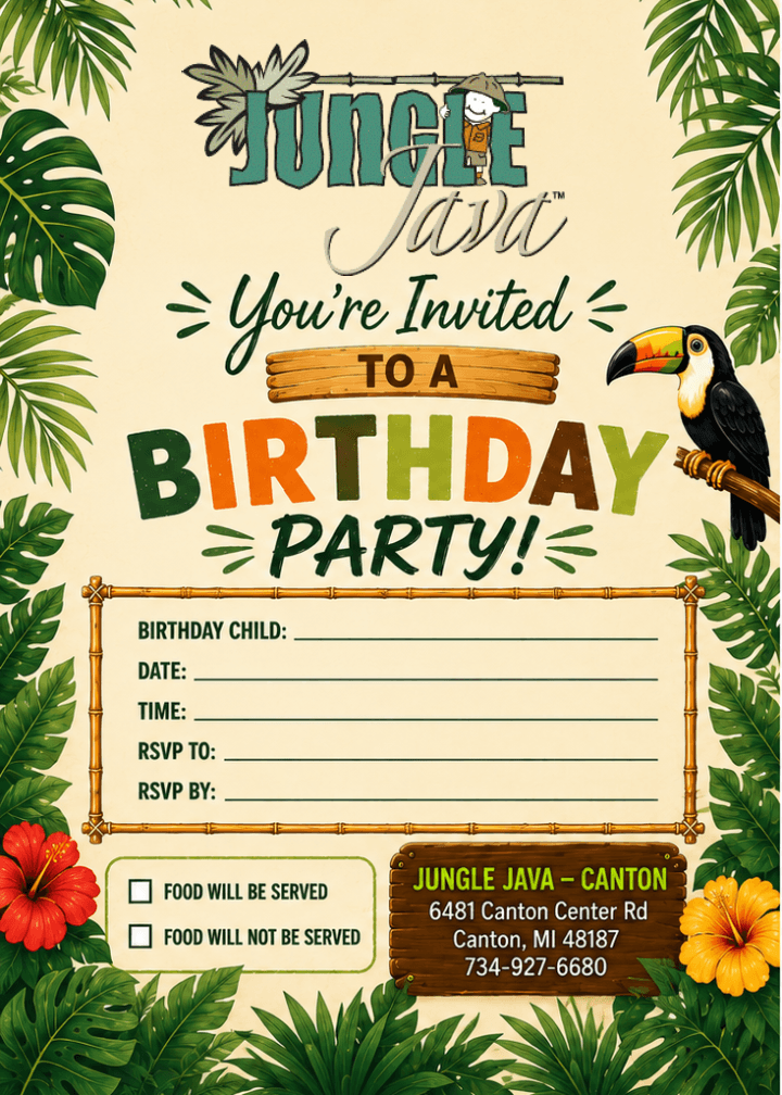 Download Jungle Java Invitations - Jungle-Java-party-invite